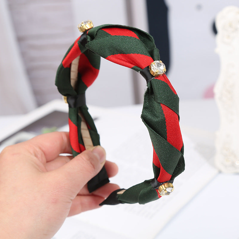 Wholesale Ribbon Inlaid Crystal Fabric Headband